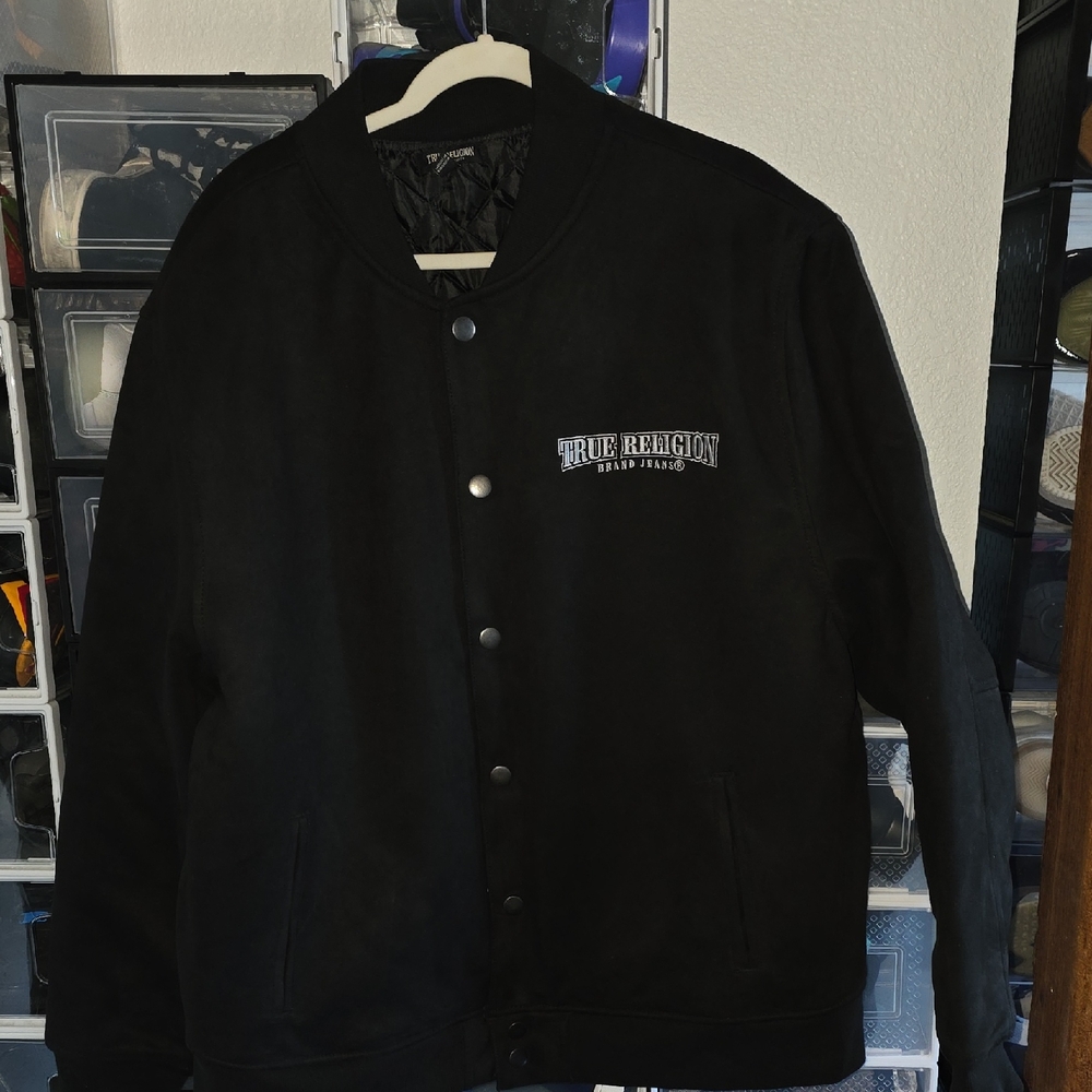 True Religion Men's Black Bomber Jacket